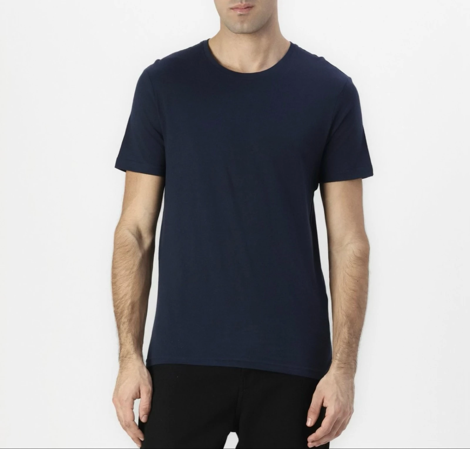 Men's Navy Blue Crew Neck T-Shirt Classic & Smart